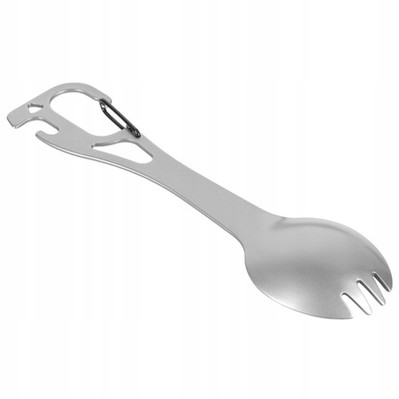 SPORK NIEZBĘDNIK Z KARABIŃCZYKIEM ŁYŻKO-WIDELEC 4W1 UNIWERSALNY STAL M-TAC