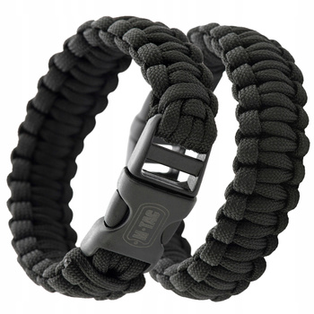 BRANSOLETKA SURVIVALOWA TAKTYCZNA PARACORD 550 M-TAC COBRA L - CZARNA BLACK