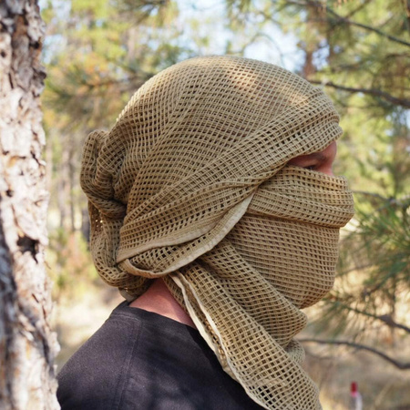 SIATKA MASKUJĄCA SZAL SNAJPERSKI CHUSTA M-TAC BAWEŁNA 180X80 - COYOTE KHAKI