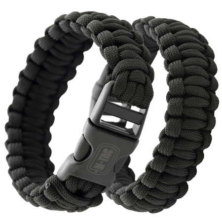 BRANSOLETKA SURVIVALOWA TAKTYCZNA PARACORD 550 M-TAC COBRA L - CZARNA BLACK