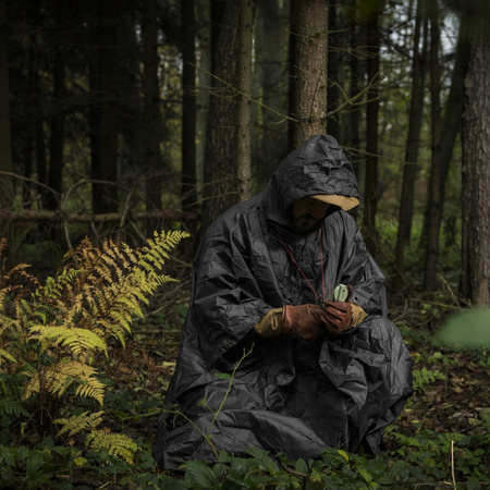 PONCZO PONCHO PELERYNA PRZECIWDESZCZOWA PAŁATKA HELIKON U.S. - CZARNY BLACK