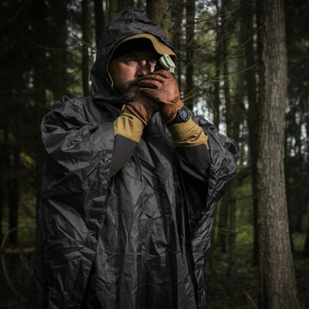 PONCZO PONCHO PELERYNA PRZECIWDESZCZOWA PAŁATKA HELIKON U.S. - CZARNY BLACK