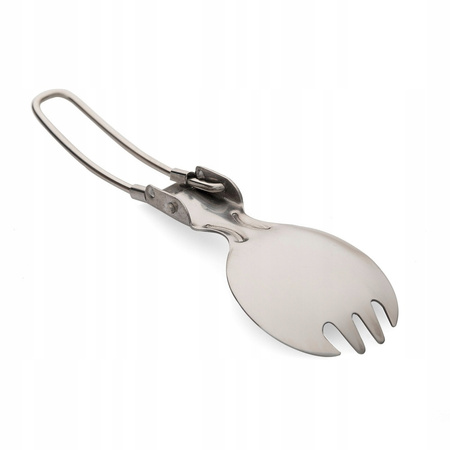 SKŁADANA ŁYŻKA SPORK NIEZBĘDNIK UNIWERSALNY 2W1 M-TAC STAL NIERDZEWNA