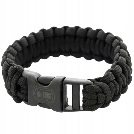 BRANSOLETKA SURVIVALOWA TAKTYCZNA PARACORD 550 M-TAC COBRA L - CZARNA BLACK