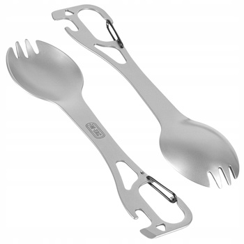 SPORK NIEZBĘDNIK Z KARABIŃCZYKIEM ŁYŻKO-WIDELEC 4W1 UNIWERSALNY STAL M-TAC