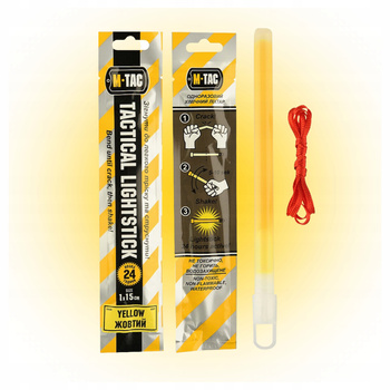ŚWIATŁO CHEMICZNE ŚWIETLIK LIGHTSTICK GLOWSTICK M-TAC DUŻE 15CM 24H ŻÓŁTE